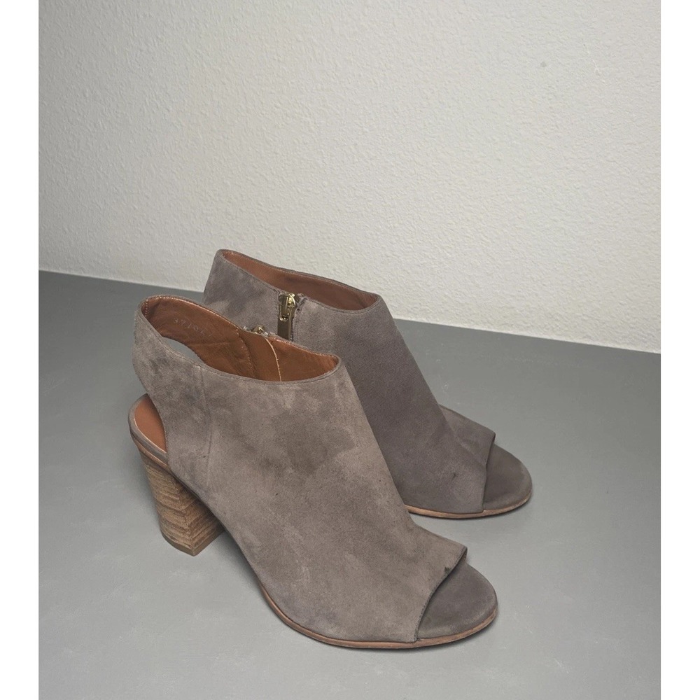 MINT VELVET SHOES Grey Suede Peep Toe Booties EU37 US 6.5
